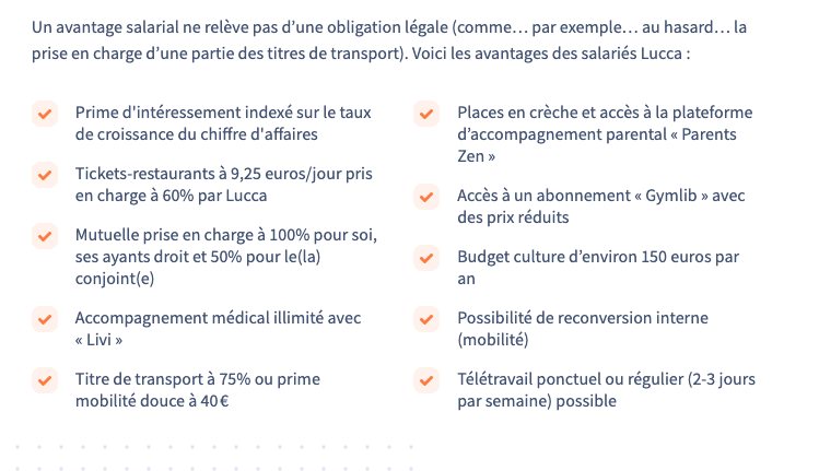 Exemples de véritables avantages salariaux sur une annonce de recrutement.