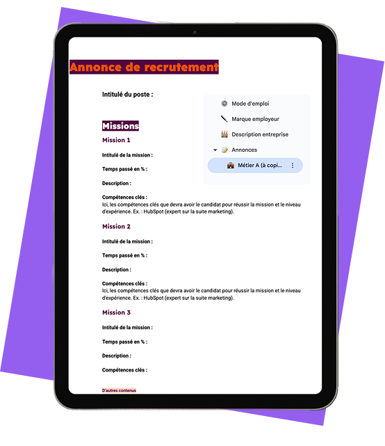 Un outil pour créer des annonces de recrutements à télécharger