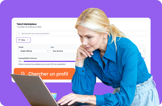 Talent marketplace avec filtres pour cibler les profils éligibles à une mobilité