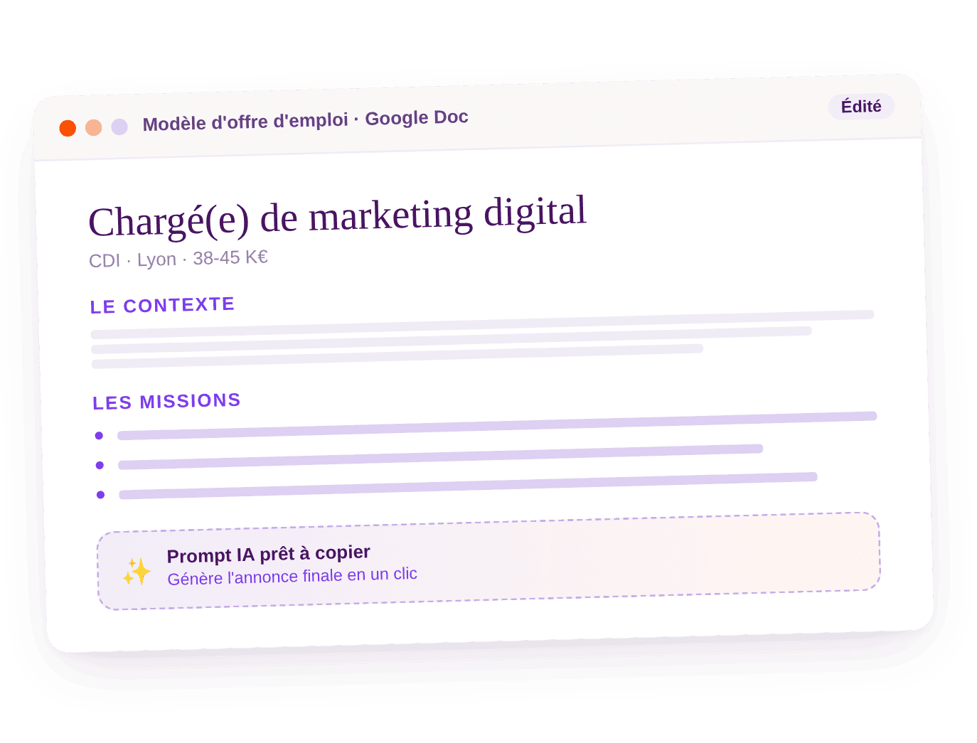 Modèle d'offre d'emploi à télécharger
