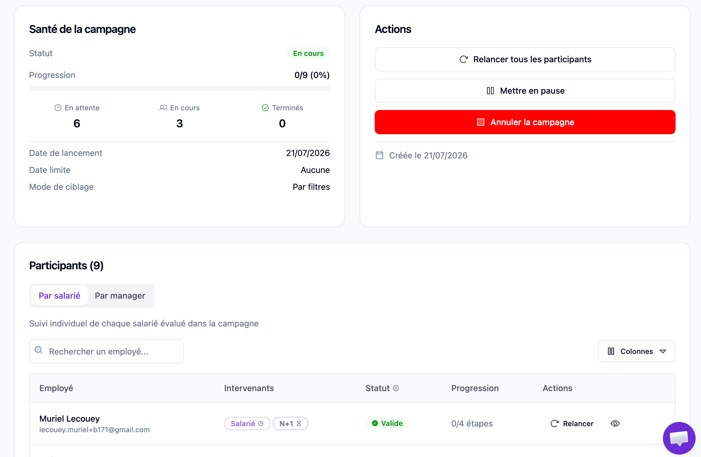 Campagnes RH dans RECRAFT.work